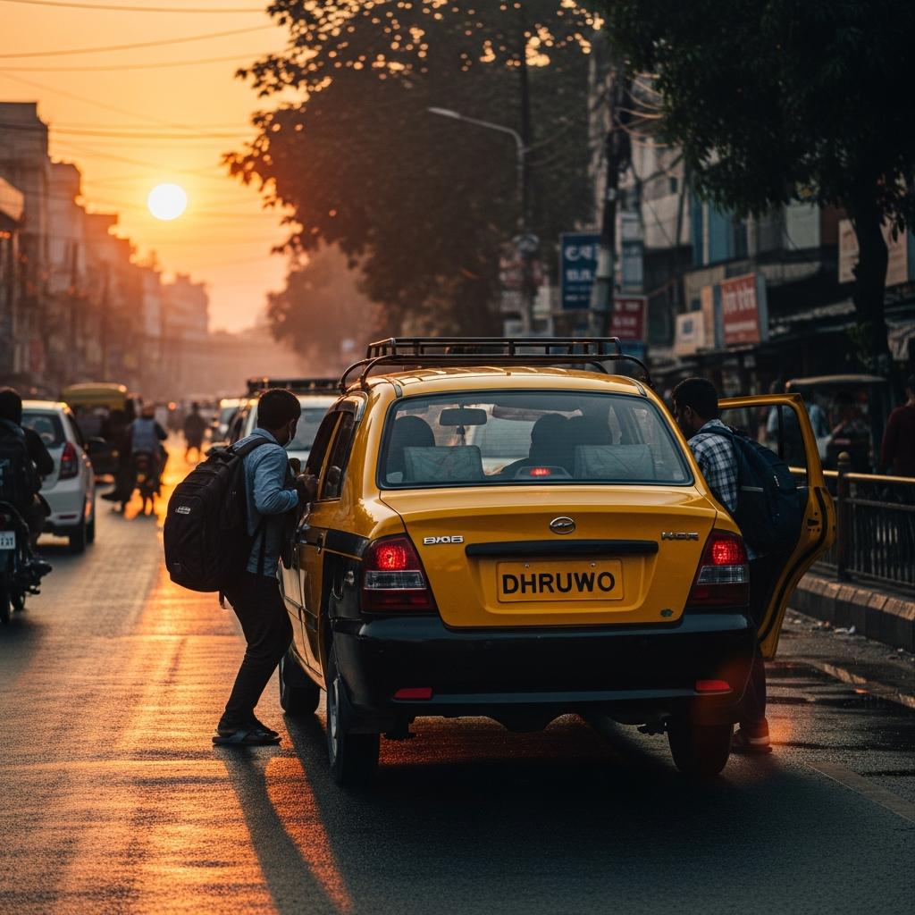 Breathtaking view from Joychandi Pahar with a Dhruwo Cabs vehicle